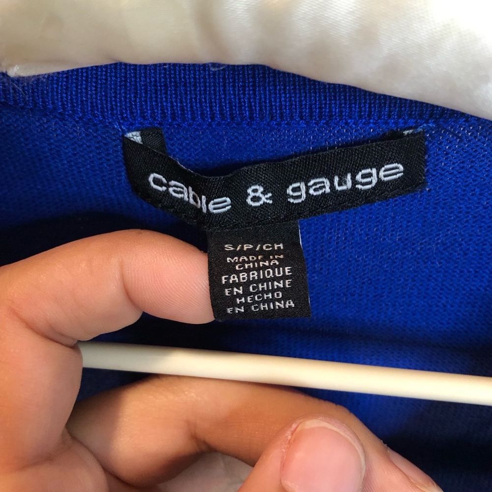 Cable & Gauge 3/4 Sleeve Blue Zipper Sweater Top - S - Picture 5 of 7